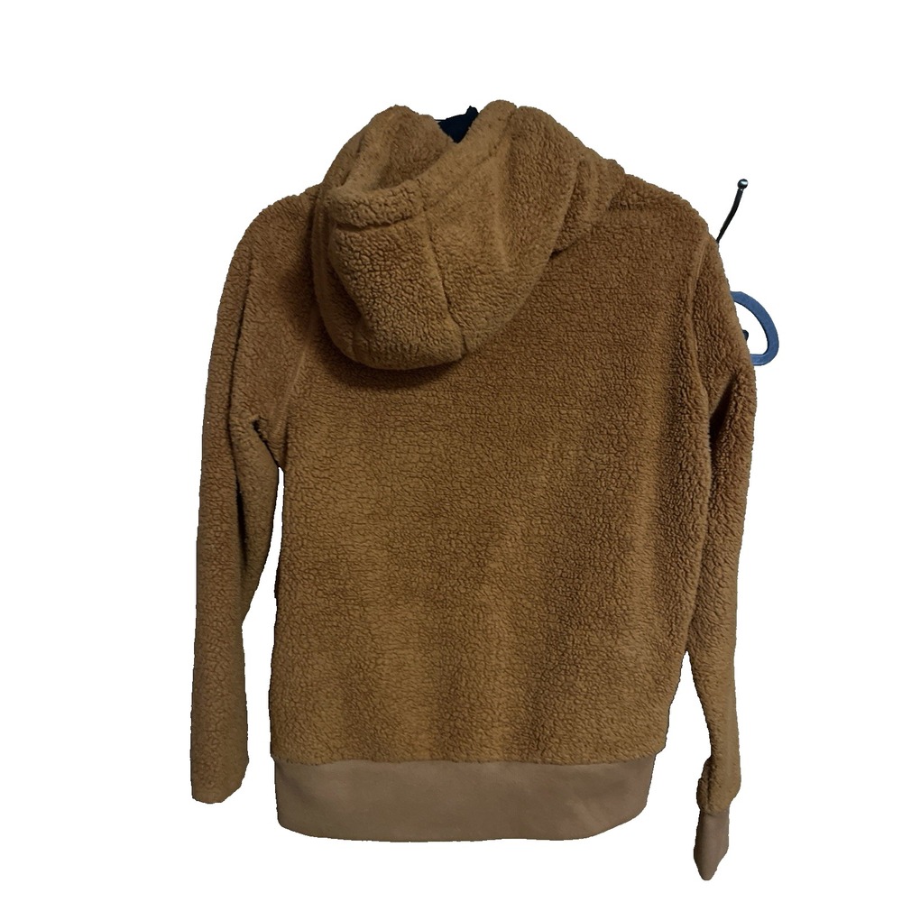 Athleta Brown Mocha Beige Sherpa Fuzzy Pullover Hoodie Oversized XS Small - Picture 6 of 6